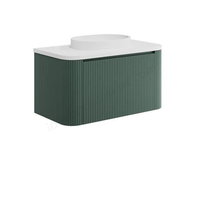 Scudo Linea Curve 900mm Vanity Unit With Brass Legs and White Basin - Reed Green