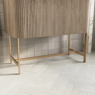 Scudo Linea Curve 900mm Vanity Unit With Brass Legs and White Basin - Matte Black