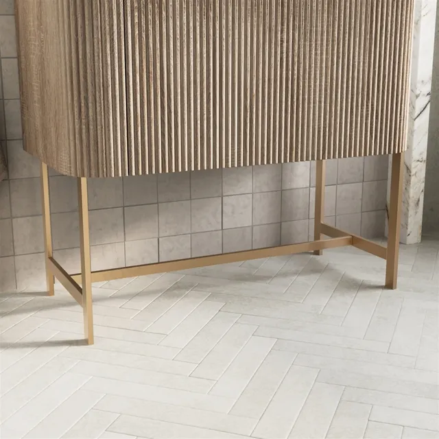 Scudo Linea Curve 900mm Vanity Unit With Brass Legs and White Basin - Matte Black - Image 2