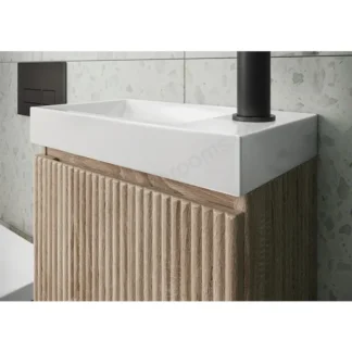 Scudo Linea 400mm Cloakroom Unit With White Basin - Matte Black