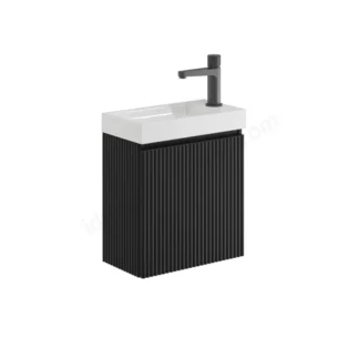 Scudo Linea 400mm Cloakroom Unit With White Basin - Matte Black