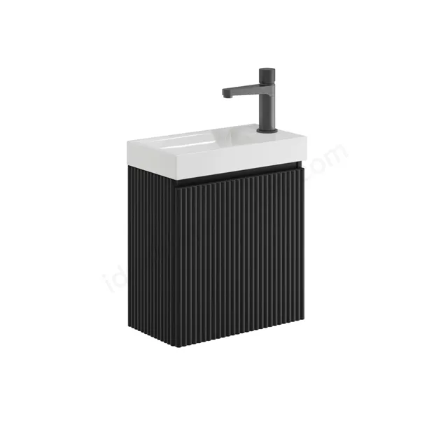 Scudo Linea 400mm Cloakroom Unit With White Basin - Matte Black