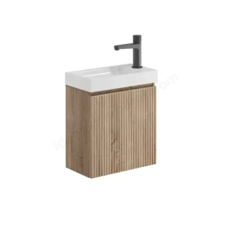 Scudo Linea 400mm Cloakroom Unit With White Basin - Sonoma Oak