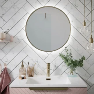 Scudo Macie 600mm LED Round Mirror - Brushed Brass