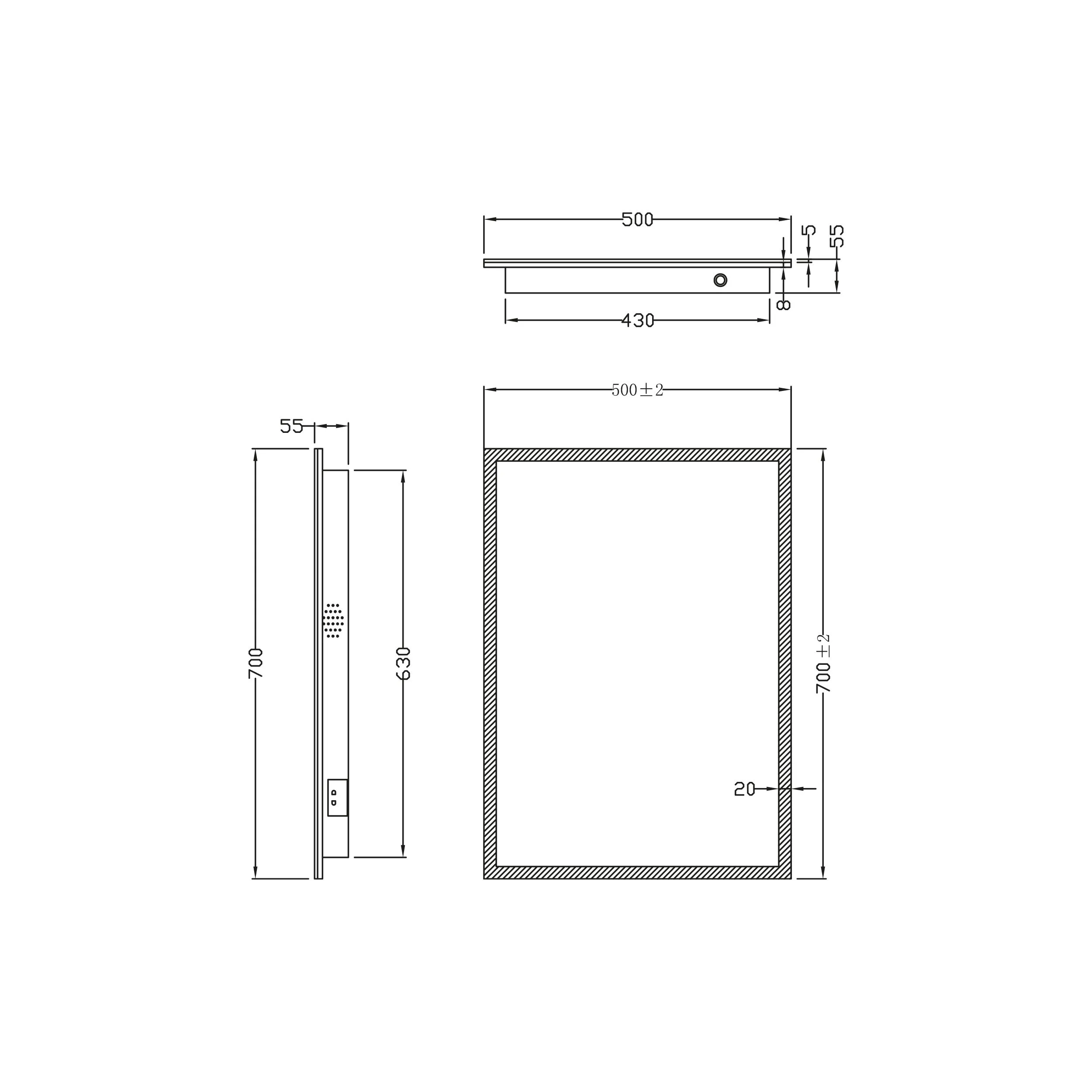 Scudo Mosca 500mm x 700mm LED Mirror w/ Demister Pad, Shaver Socket, & Bluetooth - Image 3