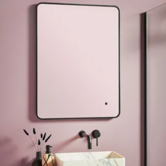 Scudo Alfie Soft 500mm x 700mm Square LED Mirror - Black