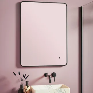 Scudo Alfie Soft 600mm x 800mm Square LED Mirror - Black