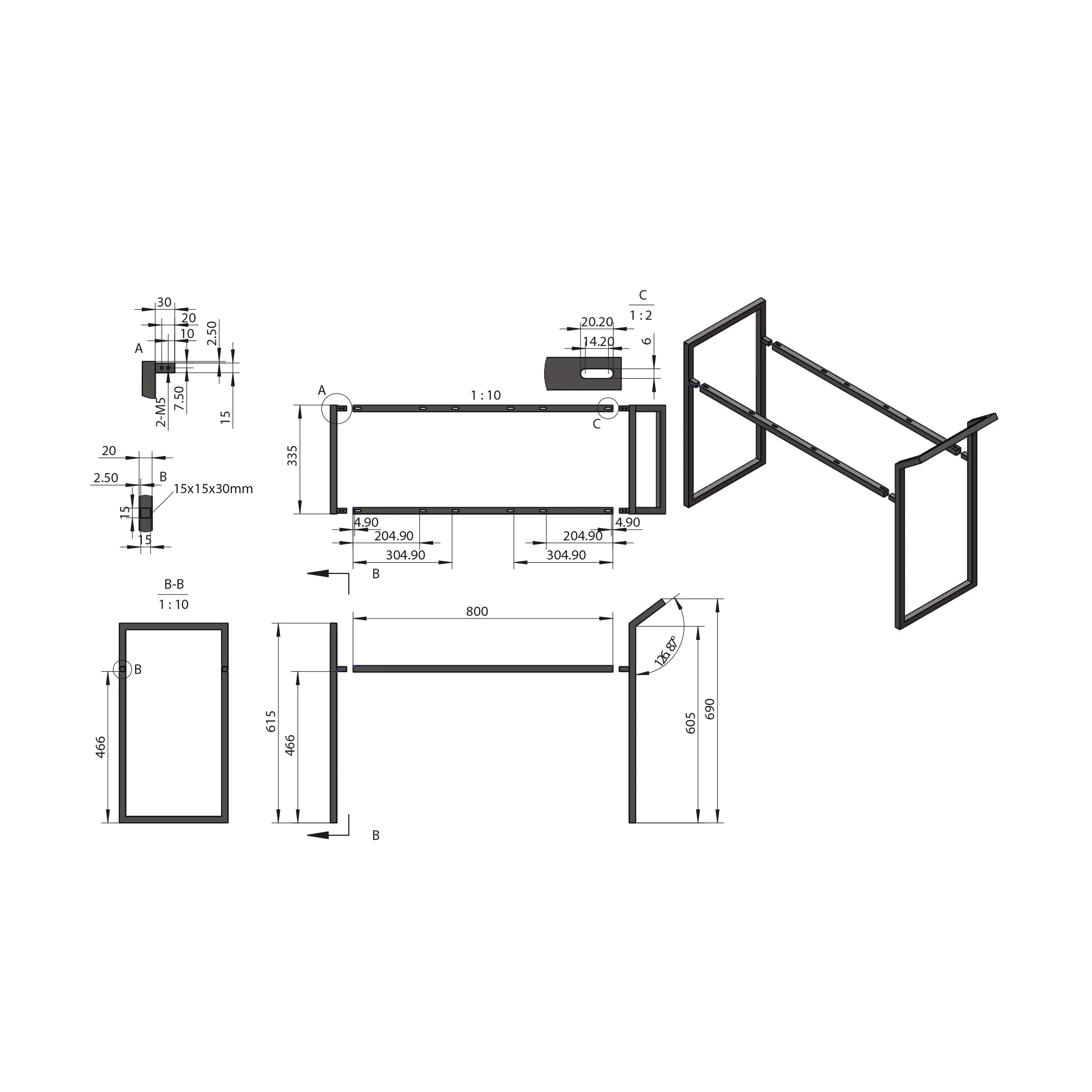 Scudo Muro Universal Frame For Wall Hung Units 500/600/800 - Image 2