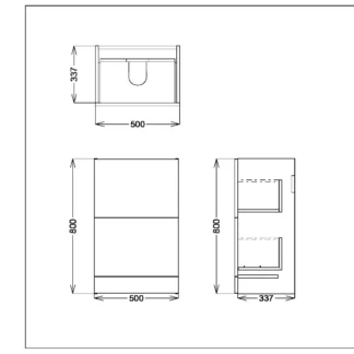 Scudo Muro 500mm Floor Standing 2 Drawer Unit With White Ceramic Basin - Davos Oak