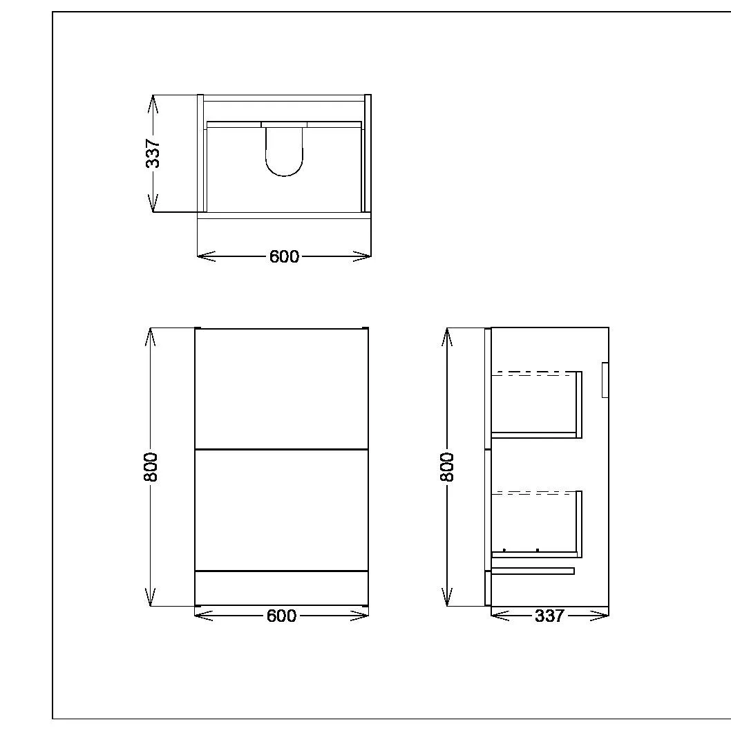 Scudo Muro 600mm Floor Standing 2 Drawer Unit With White Ceramic Basin - Dust Grey - Image 2
