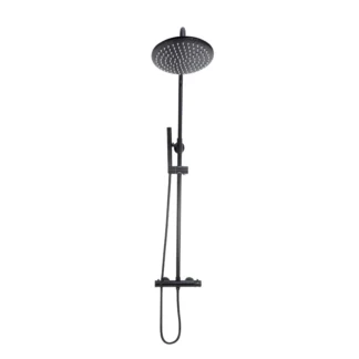 Scudo Core Round Rigid Riser Shower - Black