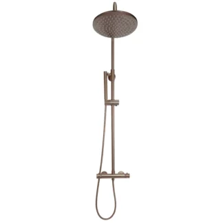 Scudo Core Round Rigid Riser Shower -  Brushed Bronze