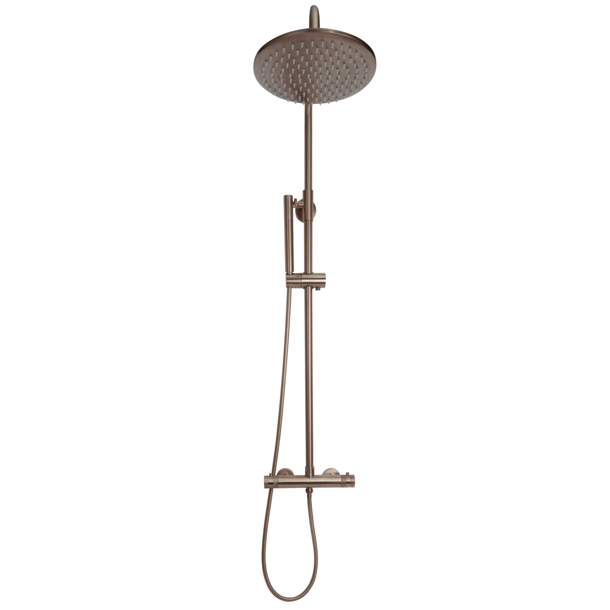 Scudo Core Round Rigid Riser Shower - Brushed Bronze