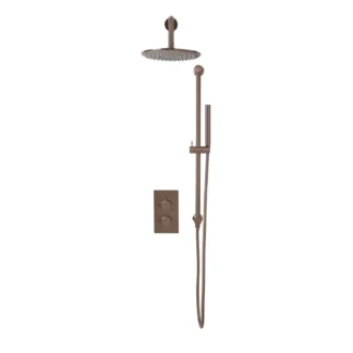 Scudo Core Round Handle Head & Handset Riser Kit - Brushed Bronze