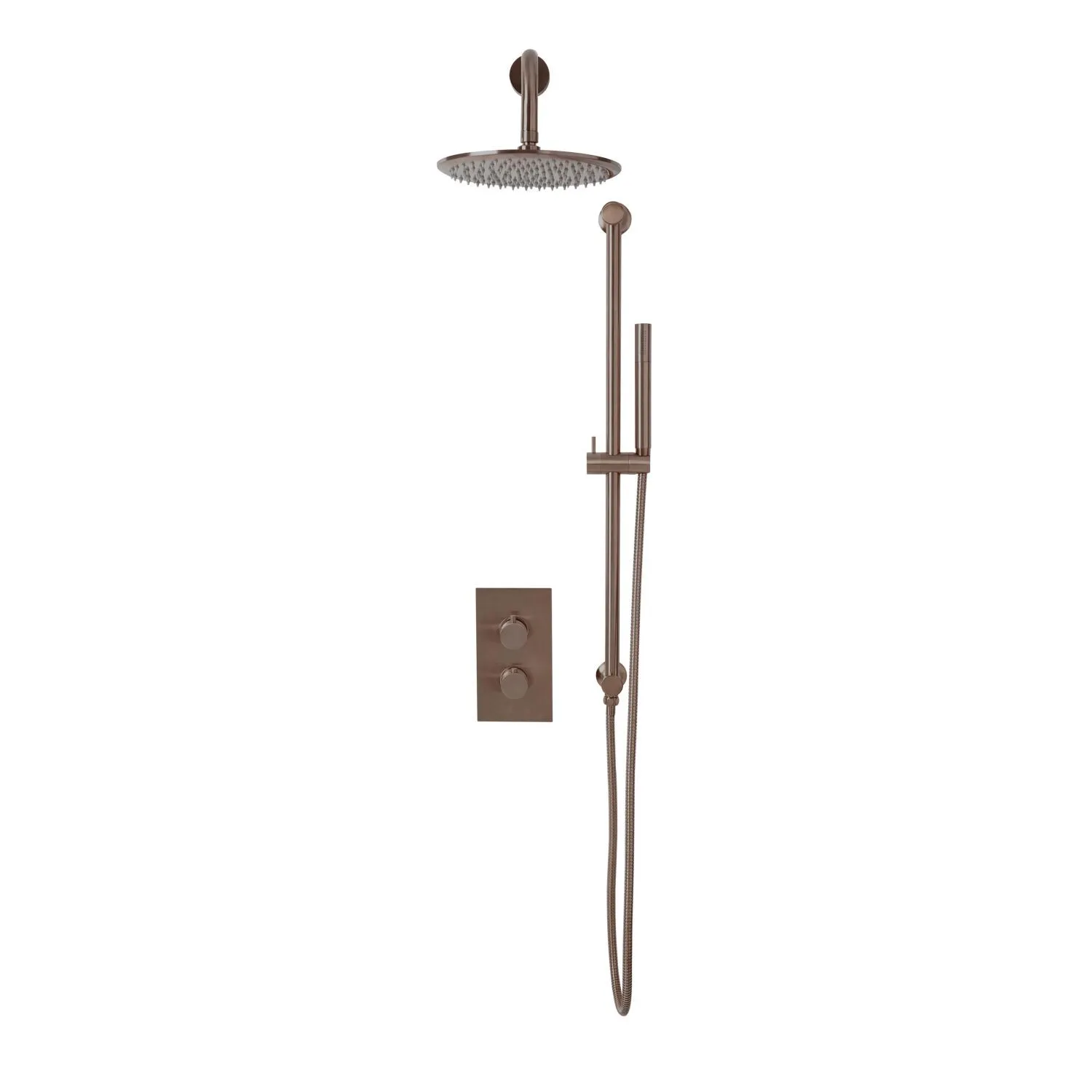 Scudo Core Round Handle Head & Handset Riser Kit - Brushed Bronze - Image 2