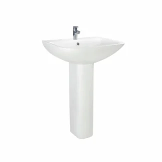 Scudo Porto 550mm Basin and Pedestal - 1 Tap Hole White