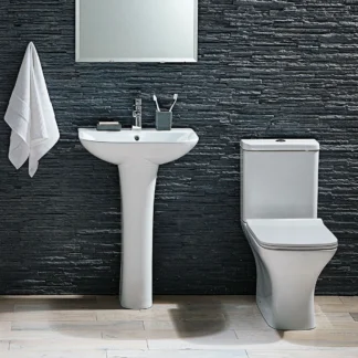 Scudo Porto 550mm Basin and Pedestal - 1 Tap Hole White