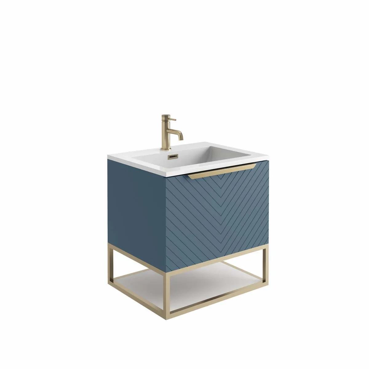 Scudo Ambience 600mm x 480mm x 200mm Frame with Dual Colour Shelf - Brushed Brass - Image 2