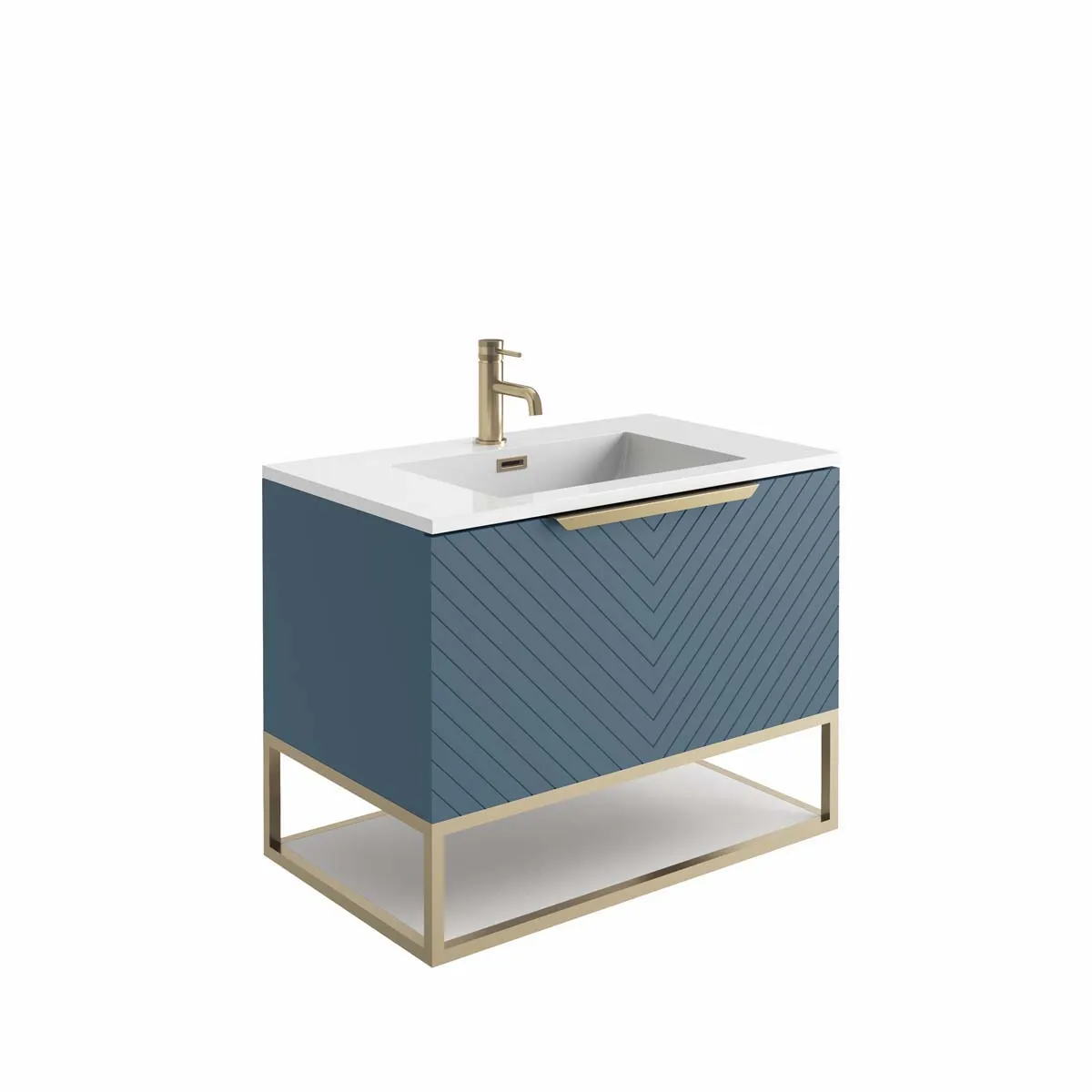 Scudo Ambience 800mm x 480mm x 200mm Frame with Dual Colour Shelf - Brushed Brass - Image 2