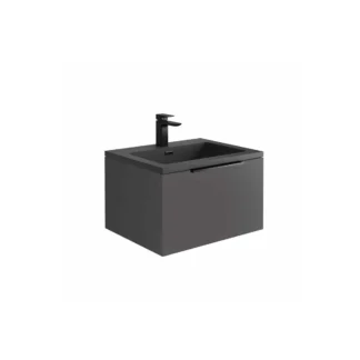 Scudo Ambience 600mm LED Wall Mounted Vanity Unit With Grey Basin - Matte Grey