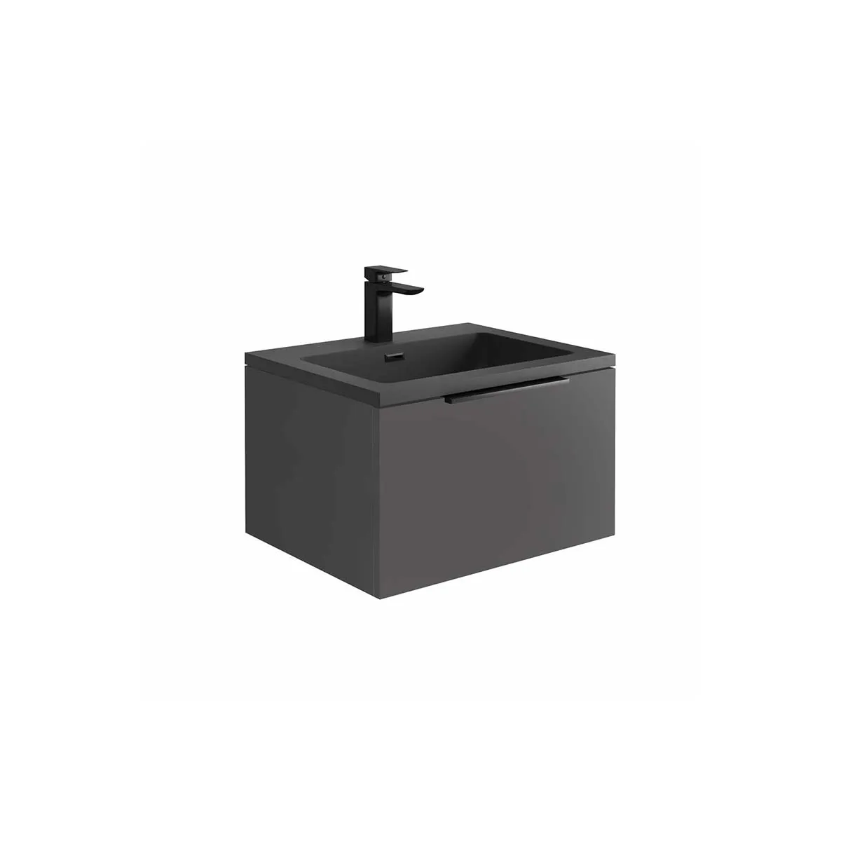 Scudo Ambience 600mm LED Wall Mounted Vanity Unit With Grey Basin - Matte Grey