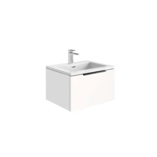 Scudo Ambience 600mm LED Wall Mounted Vanity Unit With White Basin - Matte White