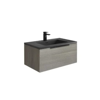 Scudo Ambience 800mm LED Wall Mounted Vanity Unit With Grey Basin - Grey Oak