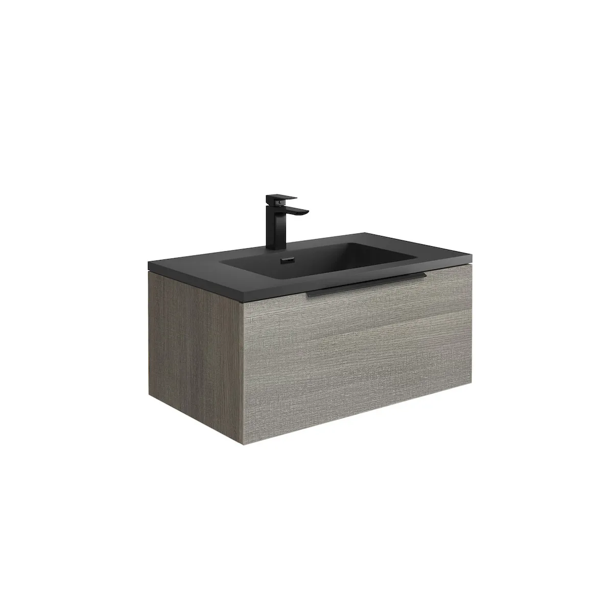 Scudo Ambience 800mm LED Wall Mounted Vanity Unit With Grey Basin - Grey Oak
