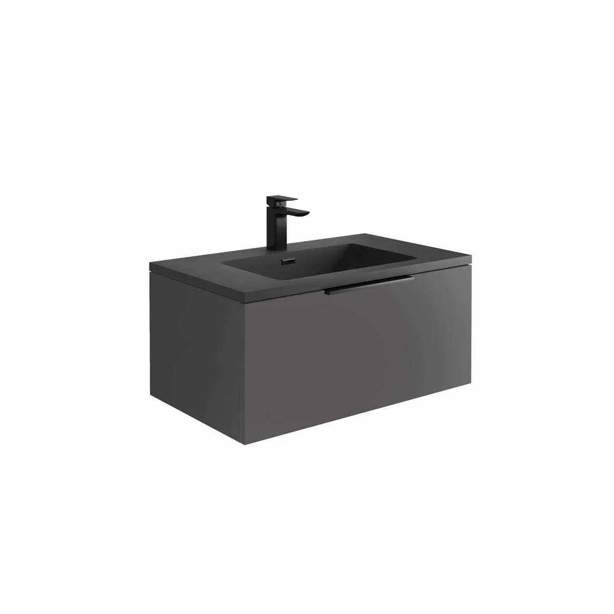 Scudo Ambience 800mm LED Wall Mounted Vanity Unit With Grey Basin - Matte Grey