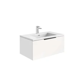Scudo Ambience 800mm LED Wall Mounted Vanity Unit With White Basin - Matte White