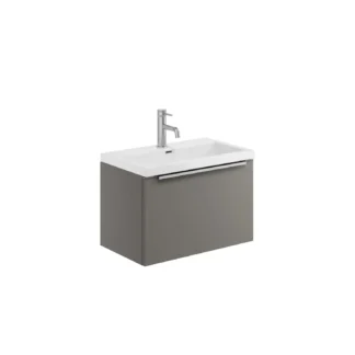 Scudo Muro 600mm Wall Hung Unit With White Ceramic Basin - Dust Grey