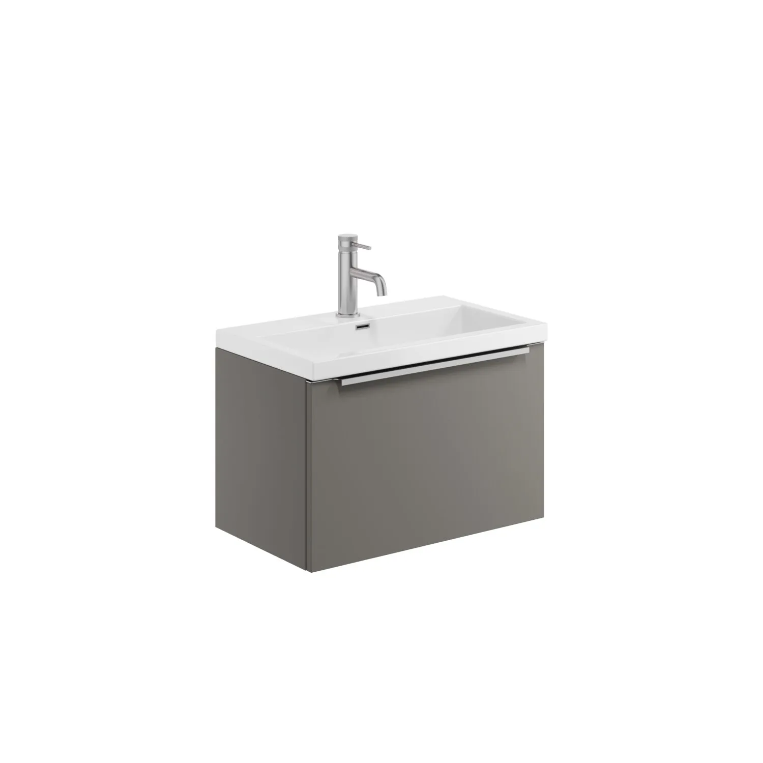 Scudo Muro 600mm Wall Hung Unit With White Ceramic Basin - Dust Grey