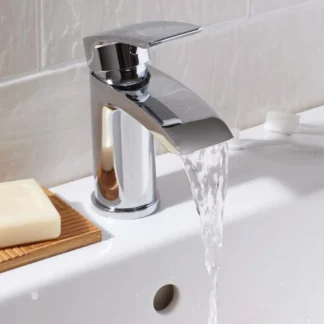 Scudo Belini Deck Mounted 1 Handle Basin Mixer w/ Waste - Chrome