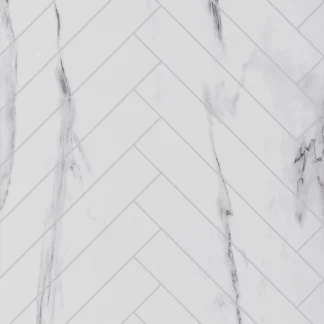 Showerwall Laminate White Marble Herringbone Tile SWT03 2400 x 600 Proclick