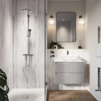 Showerwall Laminate White Marble SWT08 2400 x 600 Proclick