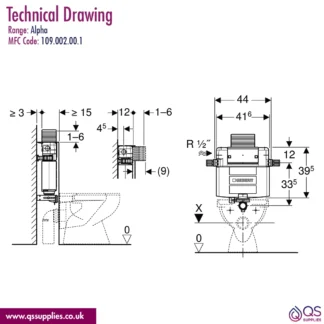 Geberit Duofix Alpha Concealed Cistern 12cm - 6/3 Litres - 82cm Height