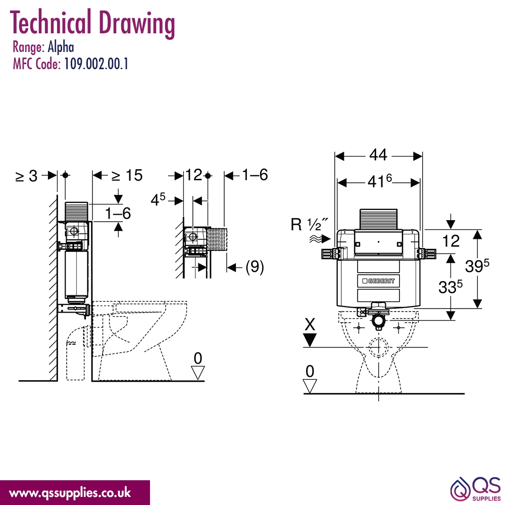 Geberit Duofix Alpha Concealed Cistern 12cm - 6/3 Litres - 82cm Height - Image 2