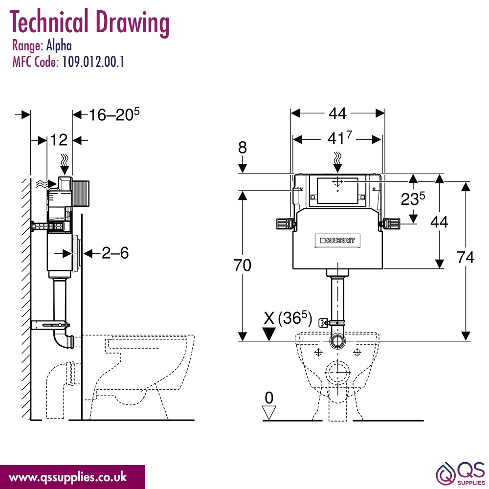 Geberit Duofix Alpha Concealed Cistern 12cm - 6/3 Litres - 109cm Height - Image 2