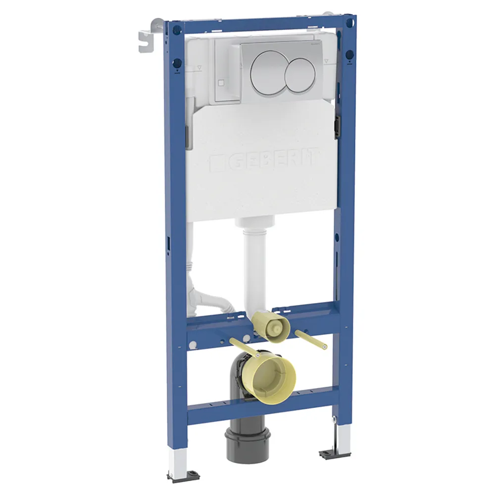 Geberit Duofix Alpha Element For Wall-Hung WC 112cm + Concealed Cistern + Round Flush Plate
