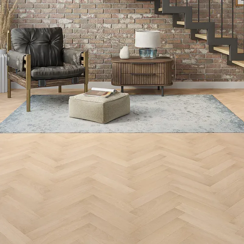 Wood Flooring Kent FSC Rustic Herringbone 350 x 70 10/2.5mm Engineered Wood Flooring Smoked Snow Oak EFRH1025-3