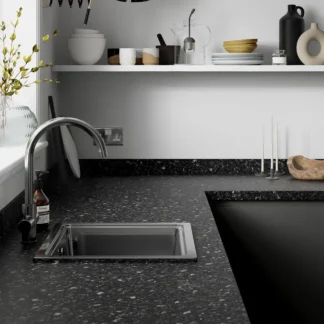 Wilsonart Laminate Worktops Black Slate Round Edge Upstand 3000 x 90 x 12mm