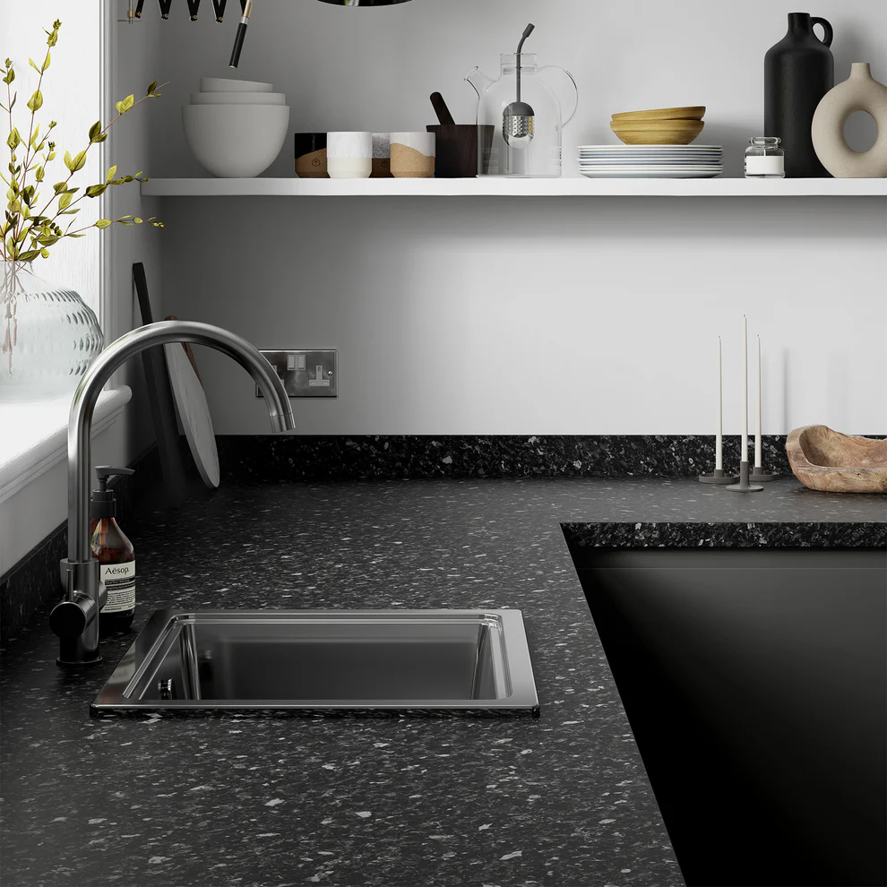Wilsonart Laminate Worktops Black Slate Square Edge Worktop 3000 x 600 x 38mm