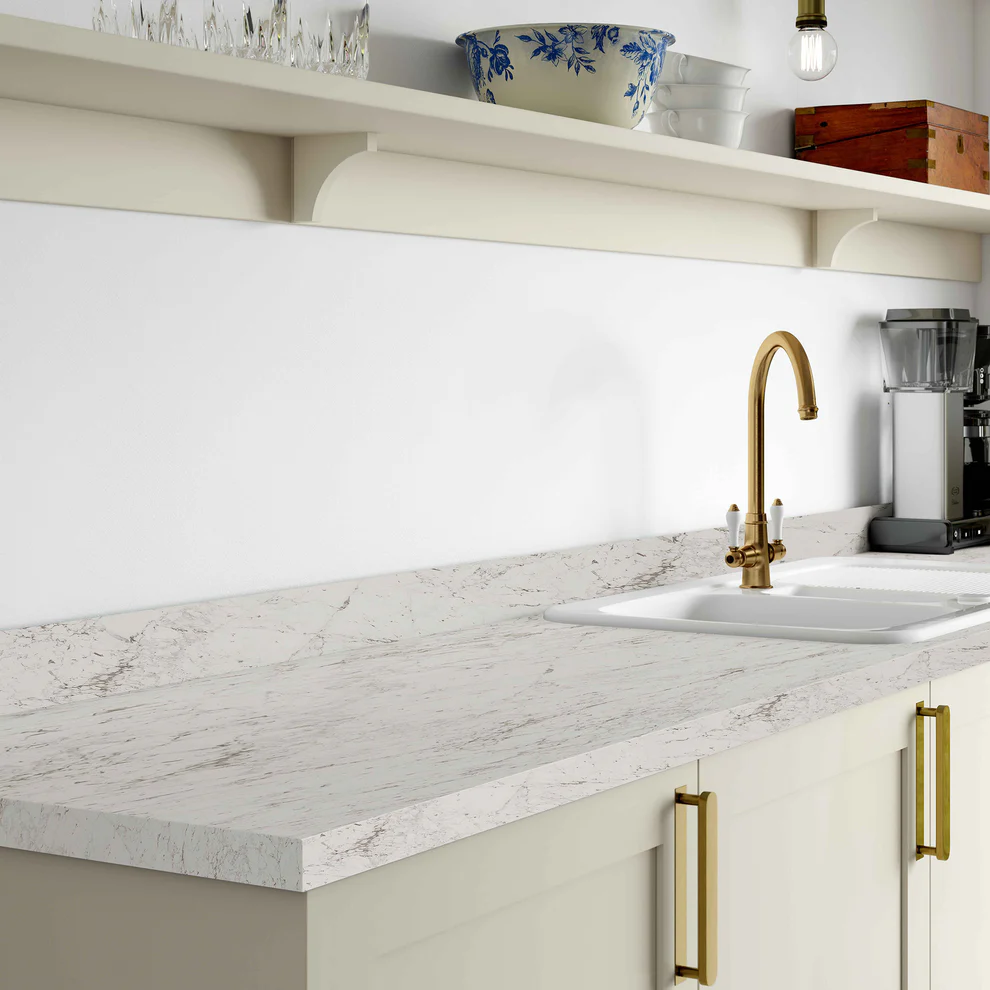 Wilsonart Laminate Worktops Calacutta Marble Postformed Worktop 3000 x 600 x 38mm